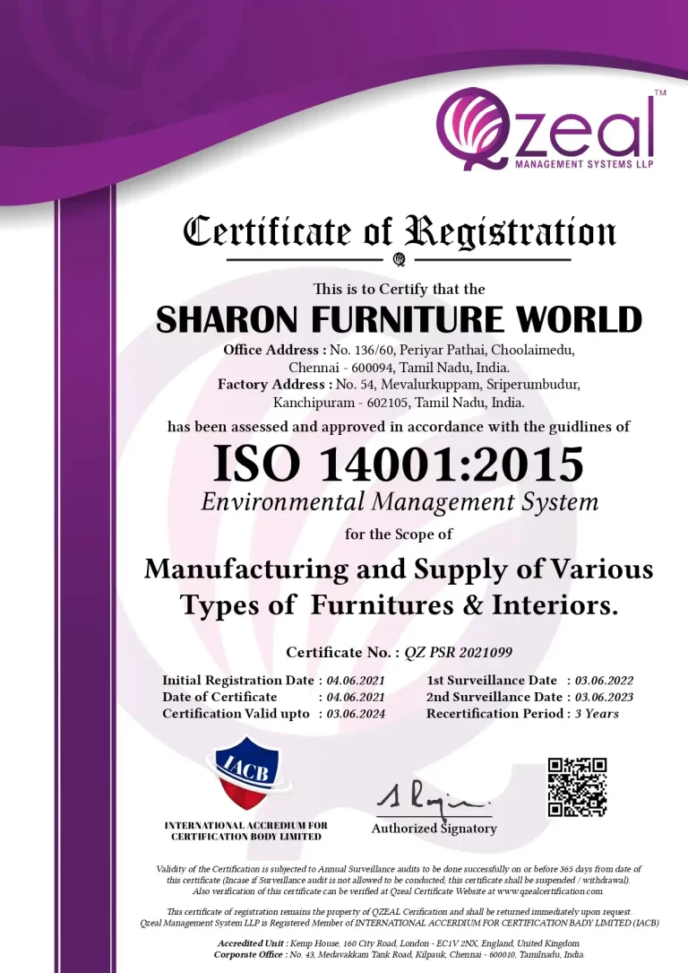 Sharon Furniture ISO Certificate 2015